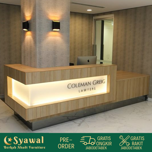 Syawal Meja Resepsionis Estetik, Meja Kasir Modern, Meja Interior Gratis LED, Bisa Custom