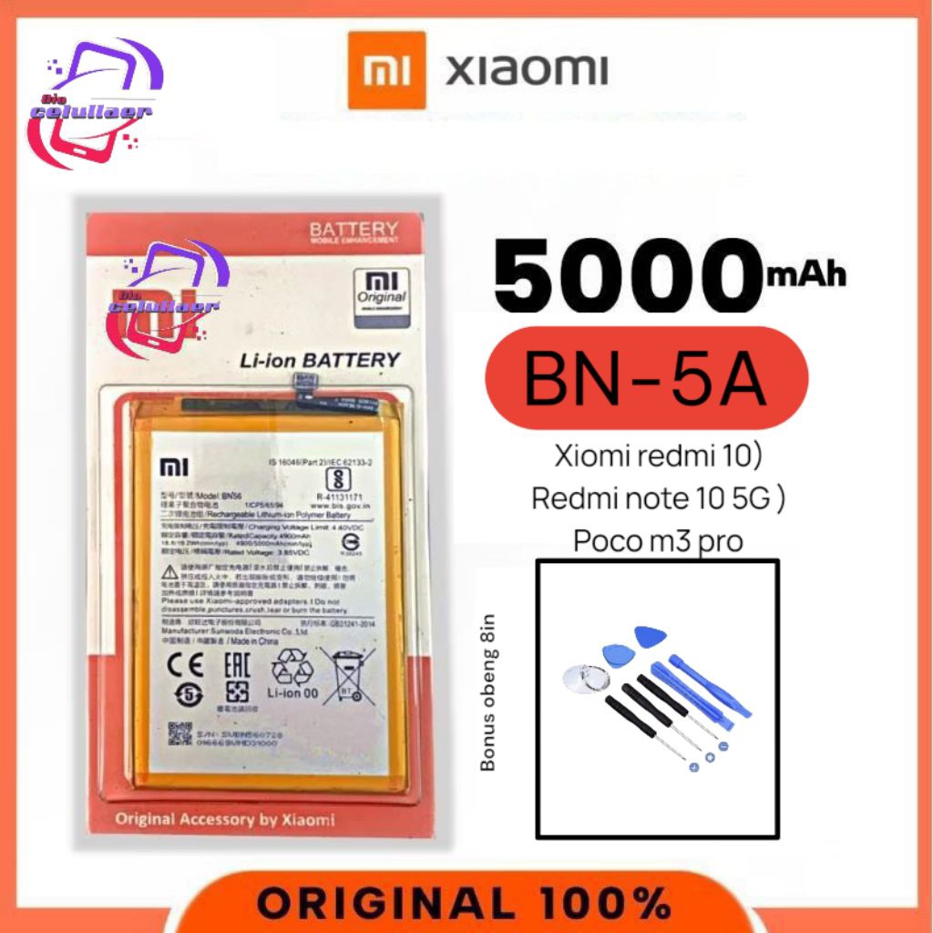 BATRE BATERAAY (BN-5A) BATRE HP XIOMI REDMI 10/ REDMI NOTE 10 5G/ POCO M3 PRO) KODE BATRE (BN-5A)