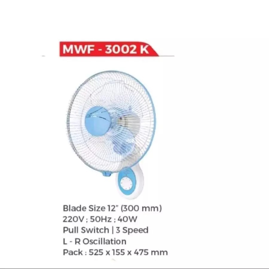 Maspion MWF-3002K Wall Fan Kipas Angin Dinding 12 Inch