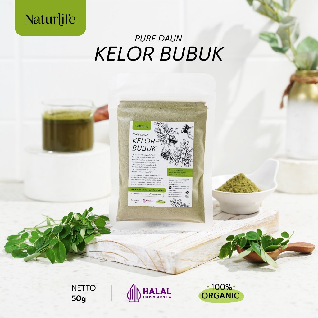 BUBUK DAUN KELOR 50G DAUN KELOR ORGANIK SERBUK PREMIUM SUPER HALUS BUBUK POWDER MORINGA 100% ORIGINA
