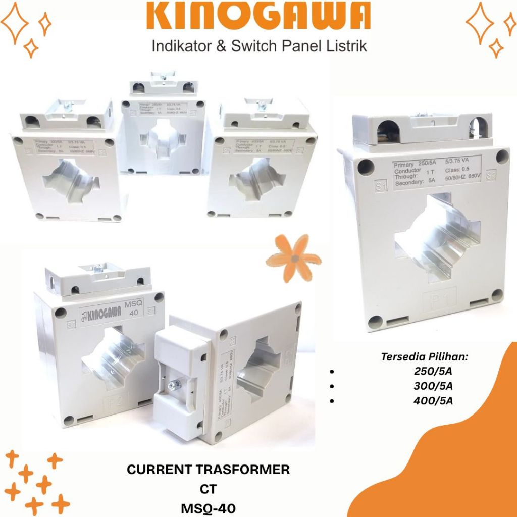 KINOGAWA Current Transformer CT 250/5A ~ 400A MSQ-40 Komponen Panel Listrik Perakitan Proyek Industr