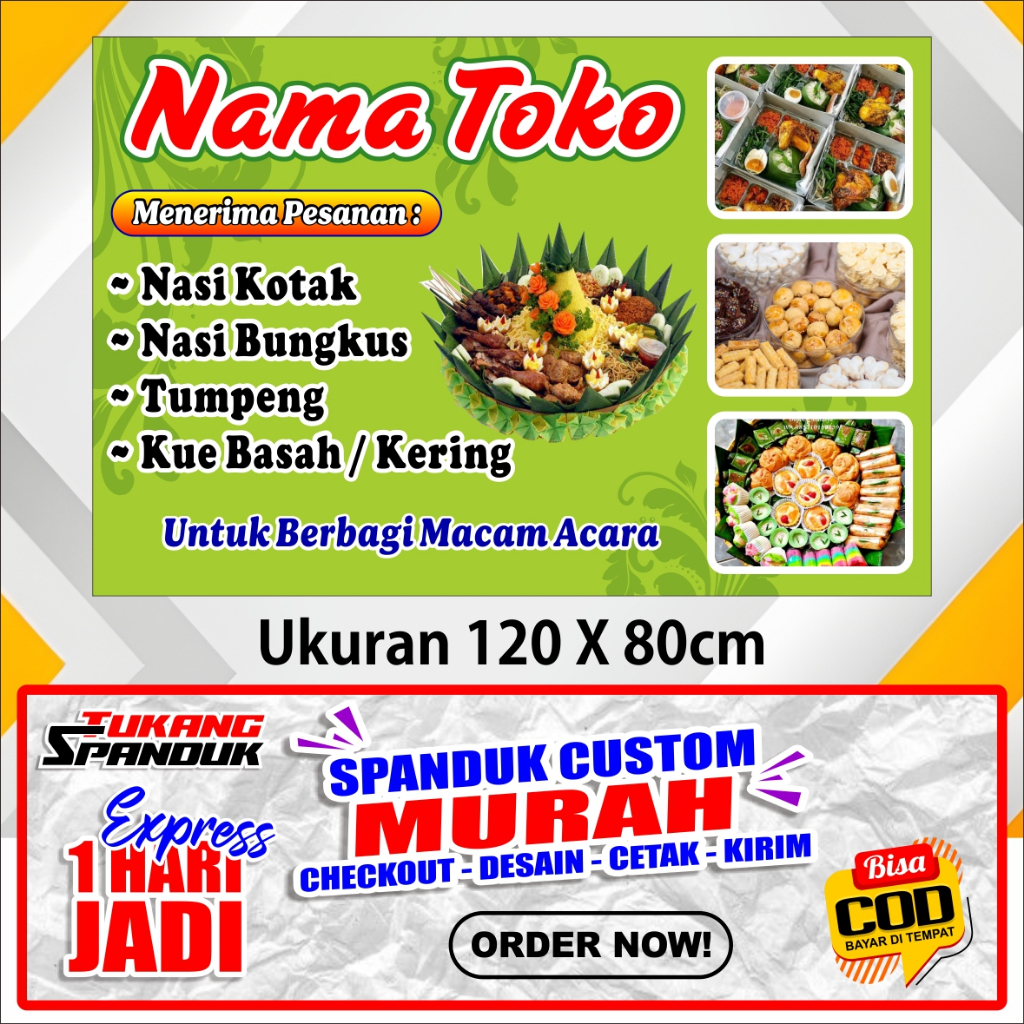 Banner WARUNG NASI , Spanduk WARUNG NASI, ukuran 120X80 cm, COD /Banner WARUNG NASI , Spanduk WARUNG