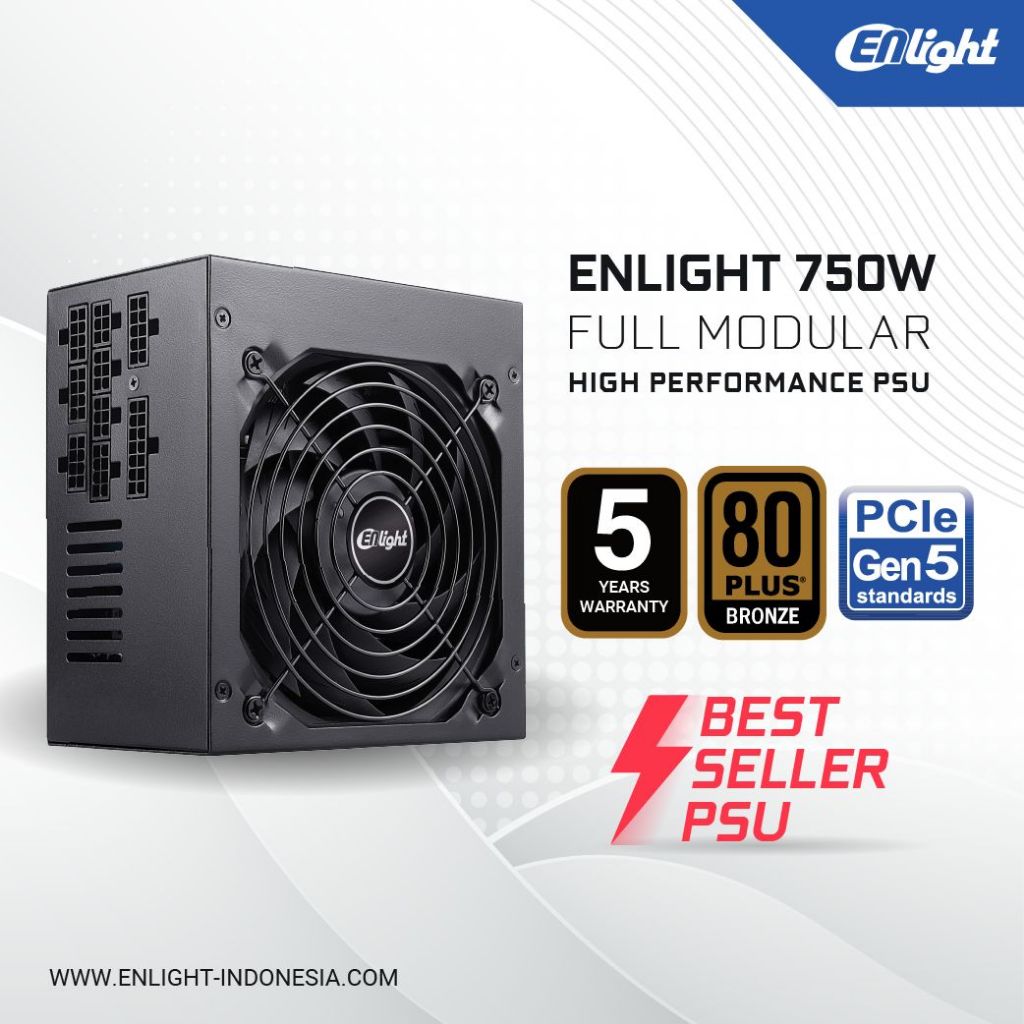 PSU Enlight Black Silver 750W 80+ Bronze - Power Supply 750 Watt Modular