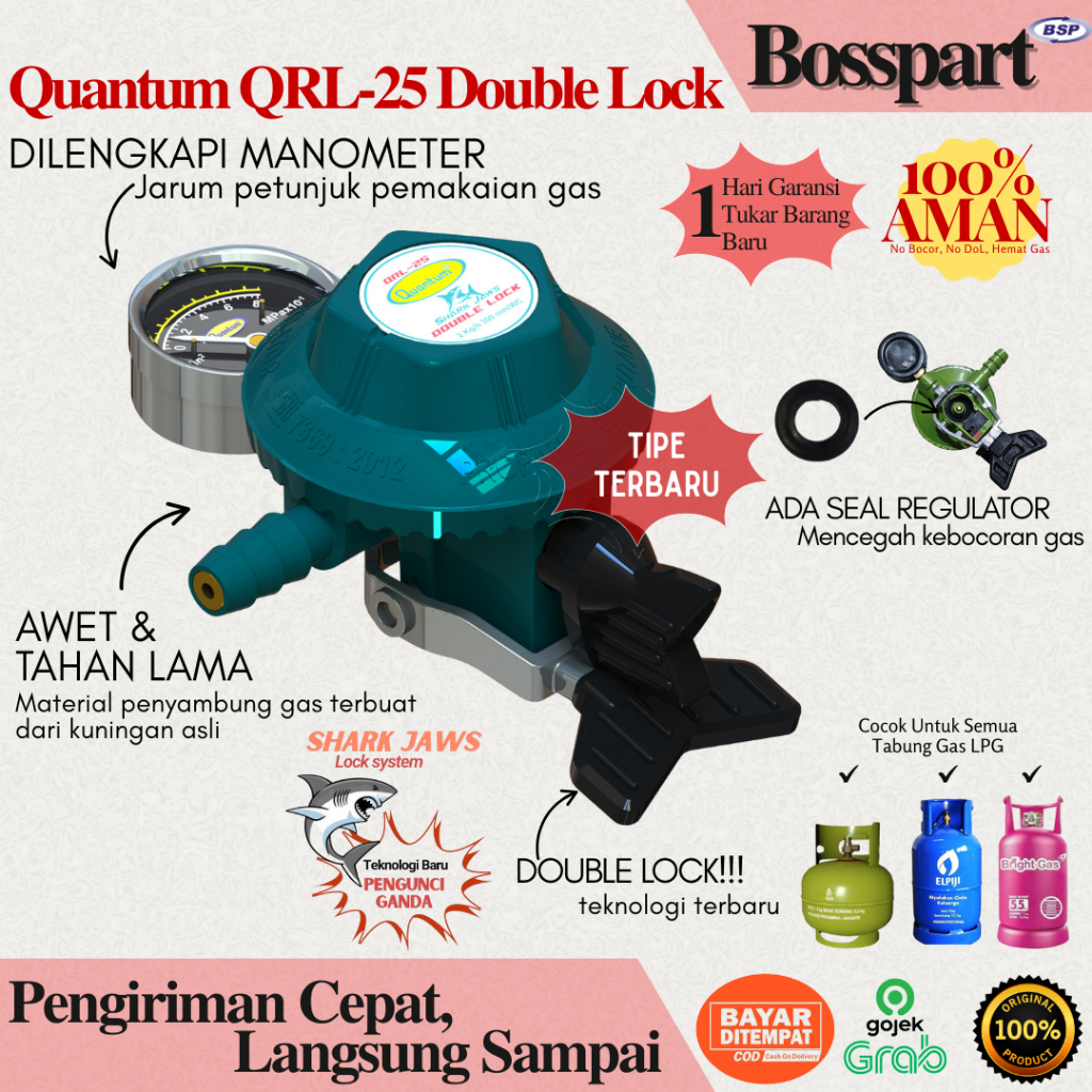 QUANTUM Regulator Gas LPG Double Lock  QRL-25 / Double Lock Quantum