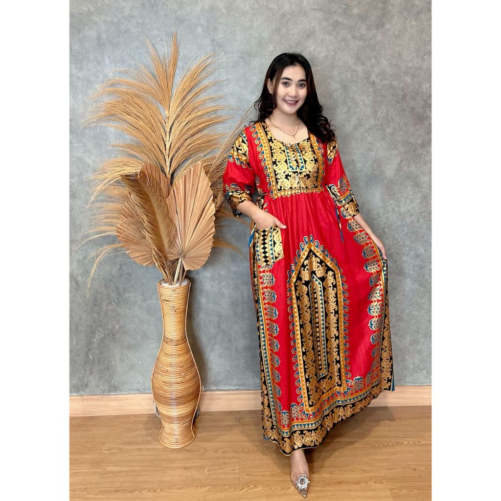 Kartika Batik Home Dress Foil Jodha 0073 Longdress Tali 4 Lengan 3/4 Rayon Premium Busui Hijab Frien