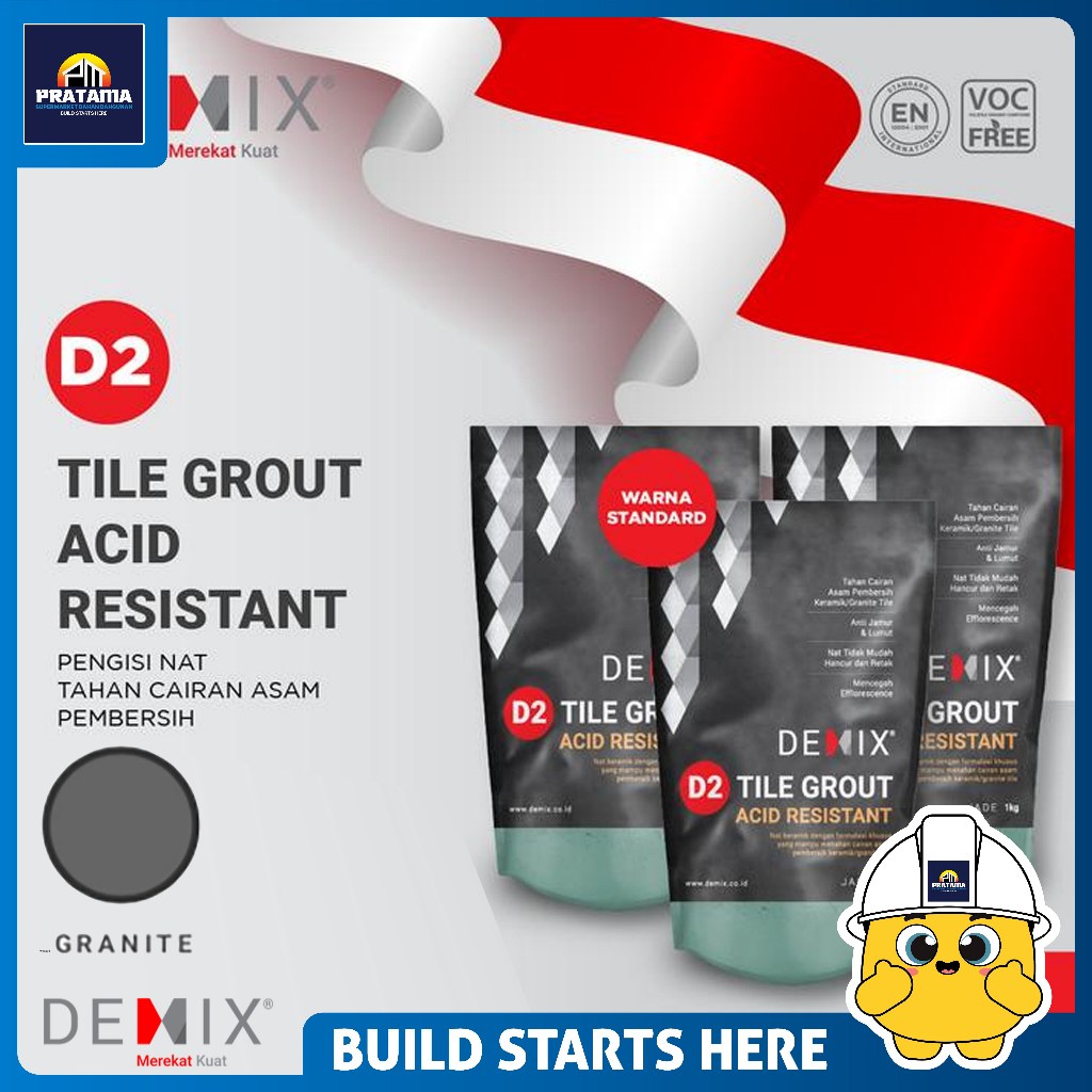 DEMIX - D2 TILE GROUT ACID RESISTANT 1KG - GRANITE