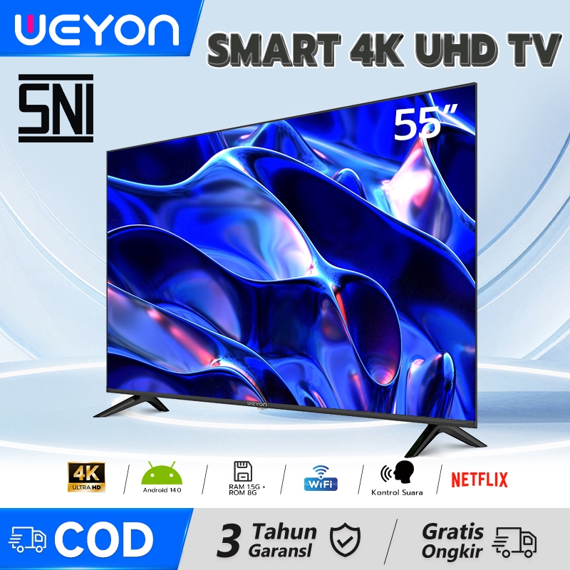 WEYON TV Android 50/55/65 inch TV Smart Digital 4K UHD Smart TV LED- Dolby Audio - Android 11.0 - Vo