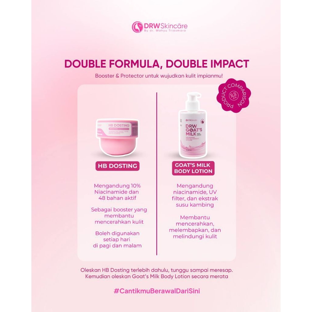 PAKET LOTION SIANG MALAM ( HB DOSTING & GOAT MILK BODY LOTION )100% ORIGINAL BPOM