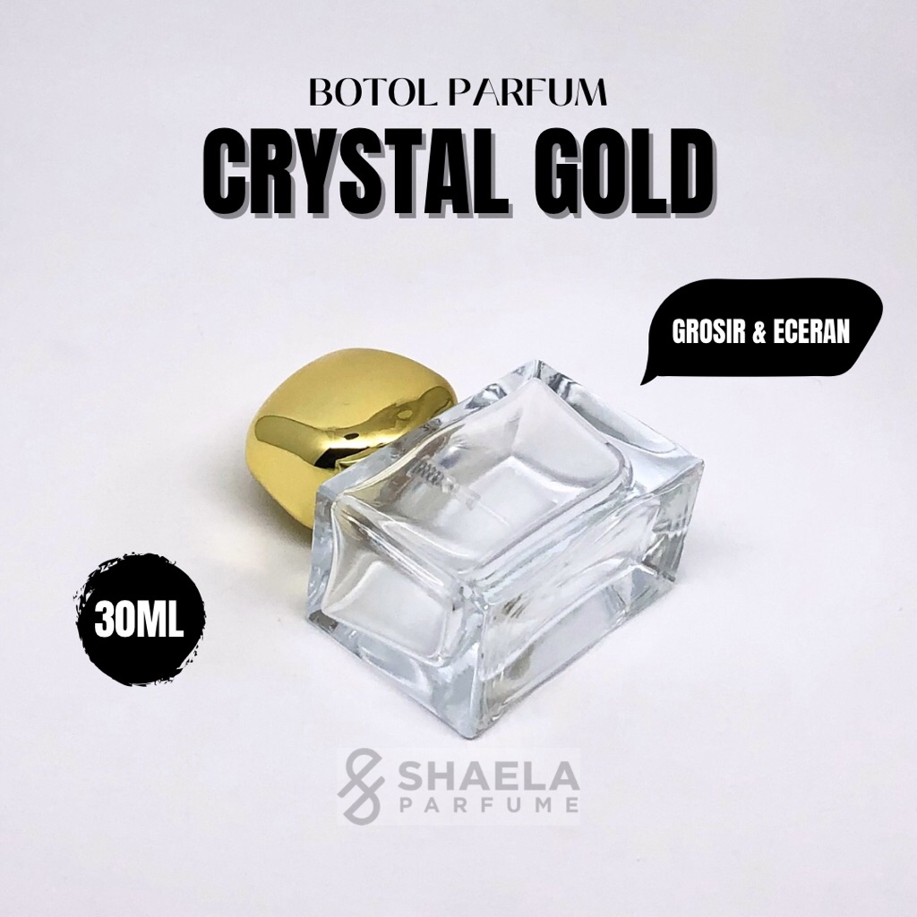 Botol Parfum Mewah Crystal Gold 30ml Desain Elegan Unik Kaca Premium