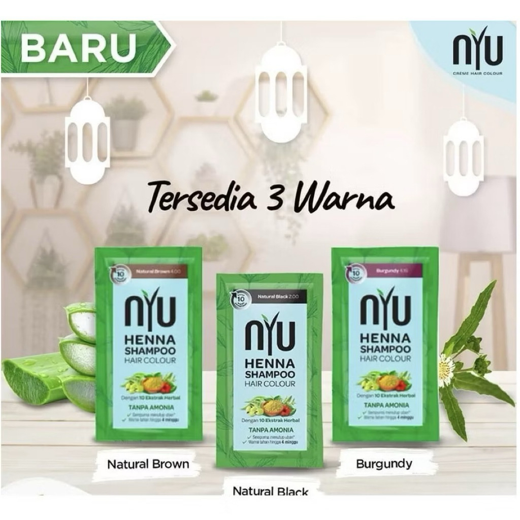 [BOX ISI 4] NYU Henna Shampoo Hair Colour Sachet