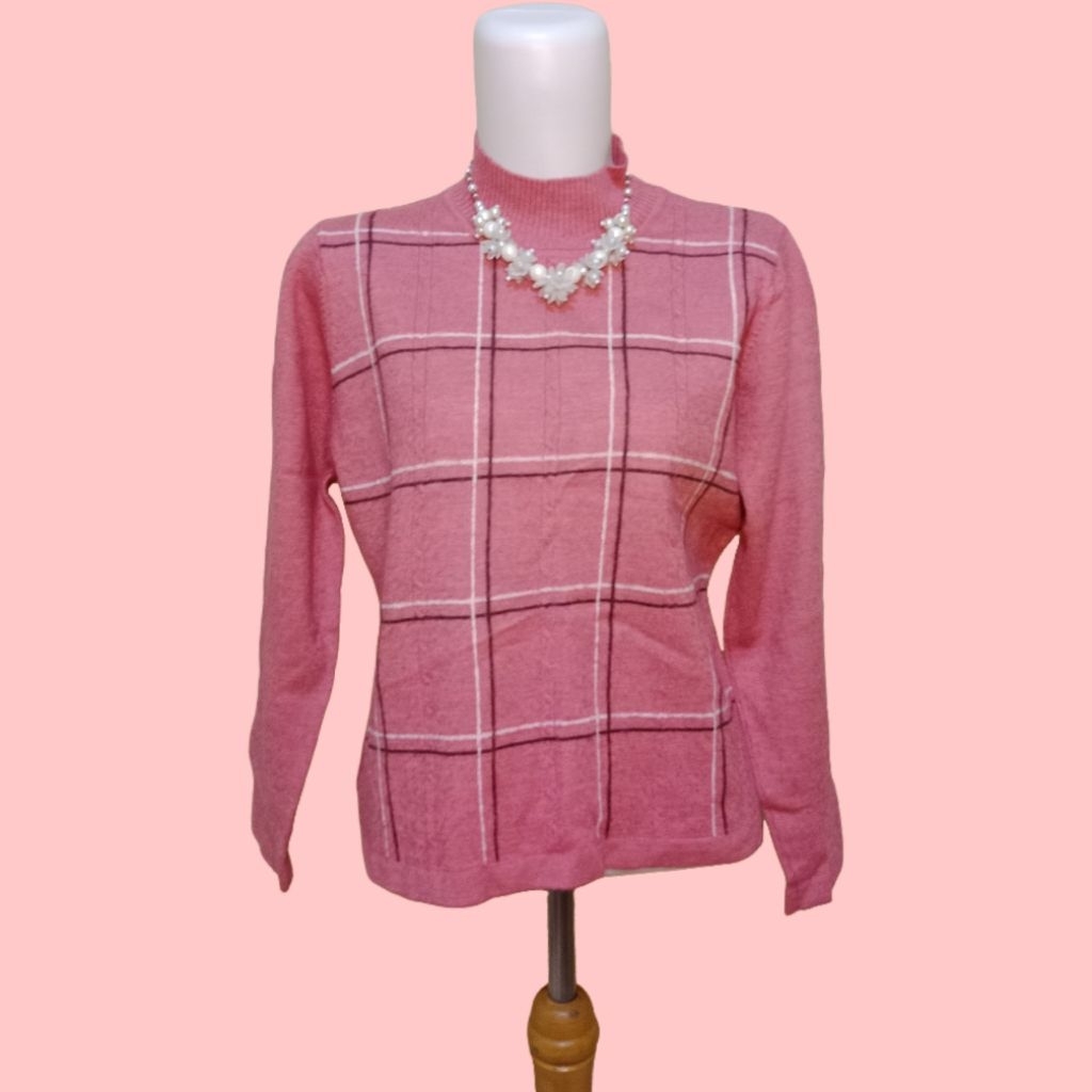 PRELOVED Sweater Kotak Pink
