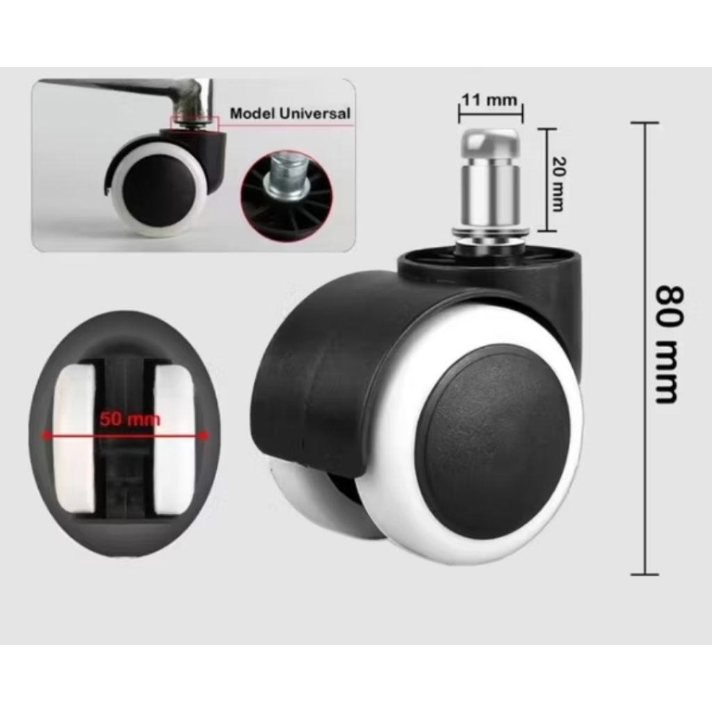 Roda kursi Gaming roda kursi kantor 1 Set / 5pcs