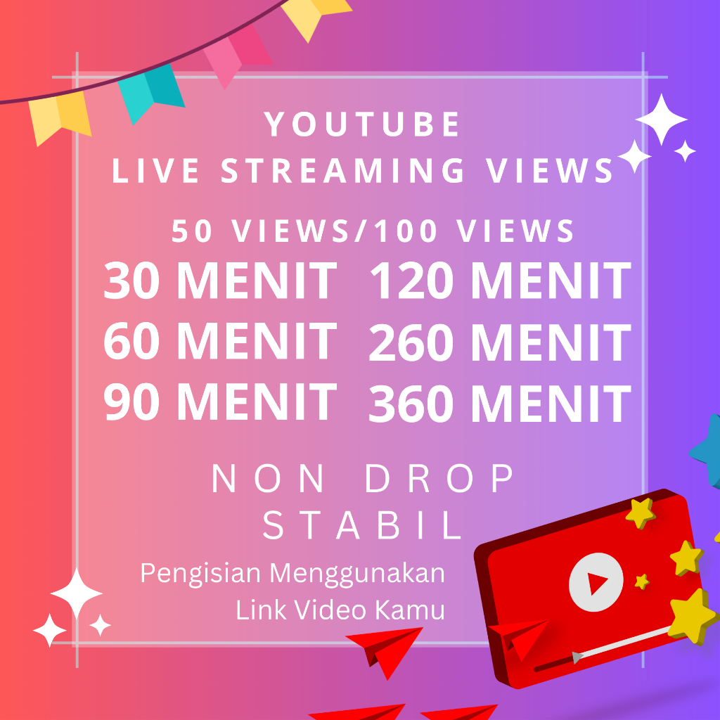 Youtube Live Streaming Viewer Penonton Video YT Siaran Langsung Proses Cepat