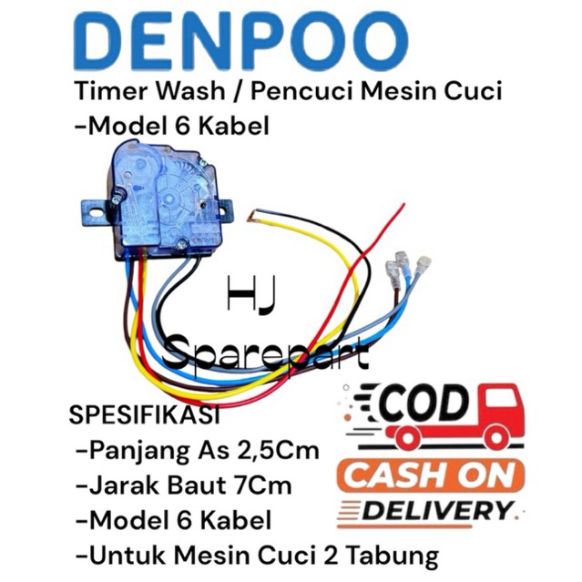 TIMER WASH 6 KABEL MESIN CUCI DENPOO 2 TABUNG - TIMER MESIN CUCI DENPOO 6 KABEL KWALITAS