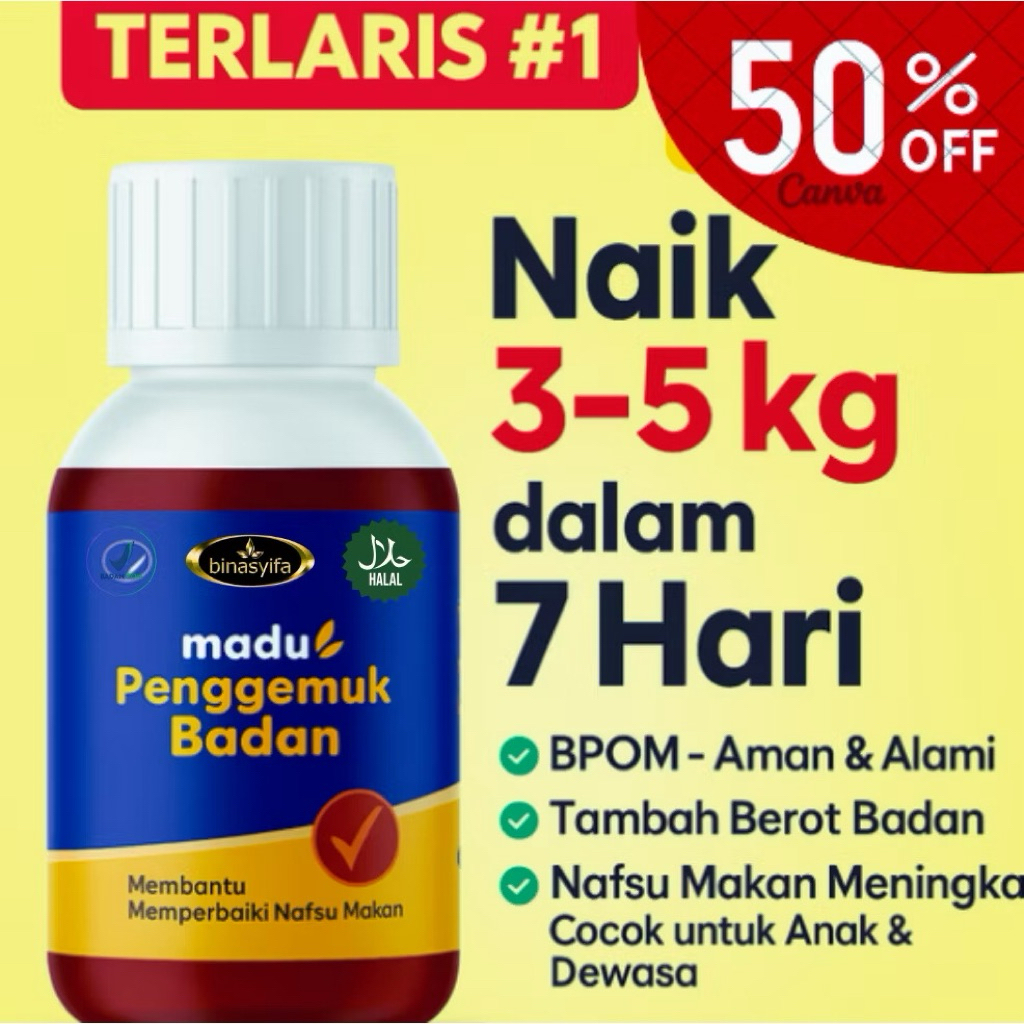 Penambah Nafsu  Makan Penggemuk Badan BINASYIFA BPOM 100% Original  Aman Untuk Dewasa  Dan Anak-Anak