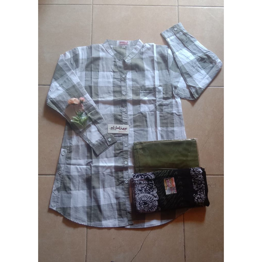 Stelan santri putri tunik Al Latief/baju/sarung/kerudung