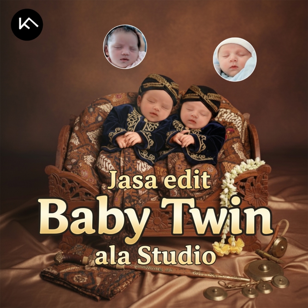 Jasa Edit Foto Bayi Kembar Ala Studio / Baby Twin newborn