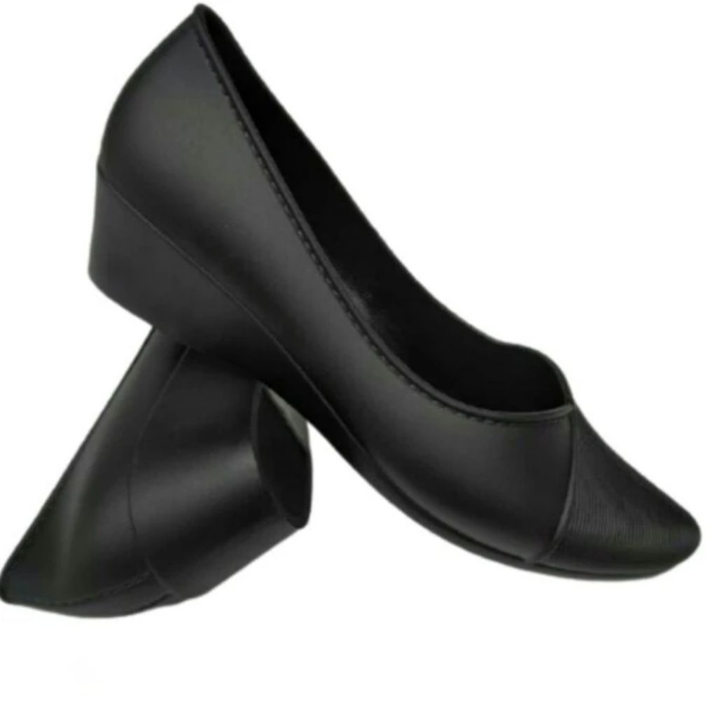 Fuhaha 710 sepatu wanita karet hitam sepatu selop pantofel cewe