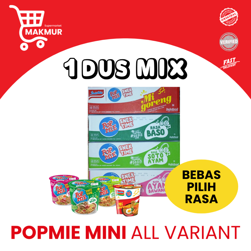 

POPMIE MINI 1 DUS CAMPUR RASA isi 12 pcs / Popmie mini Mix Variant 39 gram 1 DUS [ GROSIR ] -Tkmakmur24
