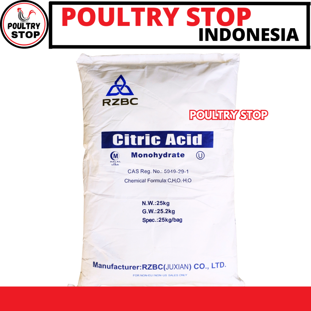 CITRIC ACID 25 KG MONOHYDRATE RZBC - FOOD GRADE - Sitrun Citrun Makanan Asam Sitrat Citric Acid