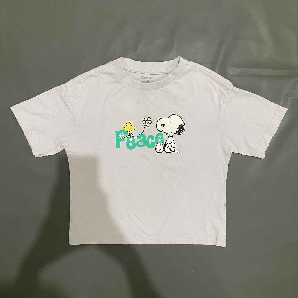 DEWASA A212 (PEANUTS X POLHAM KIDS ORI, PRELOVED) Baju Kaos Atasan Baby Tee Semi Crop Top Tangan Len