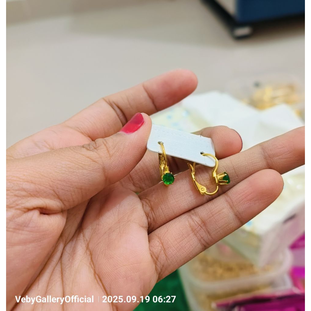anting stainless steel mata hijau