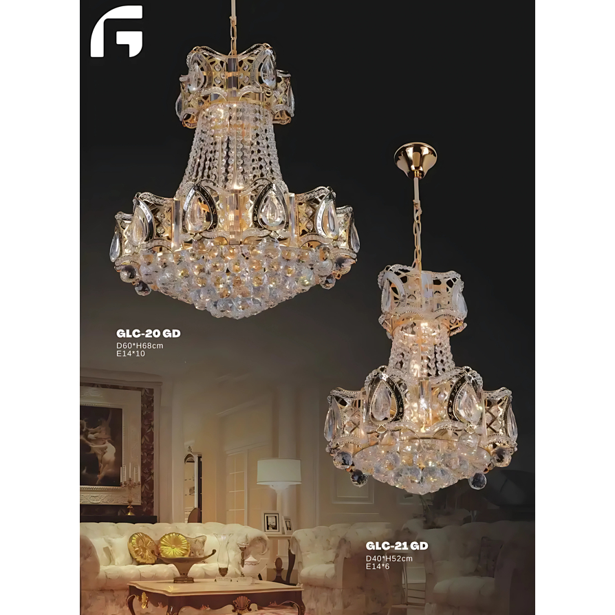 Lampu Gantung Kristal Klasik GLC-20 GD | GLC-21 GD