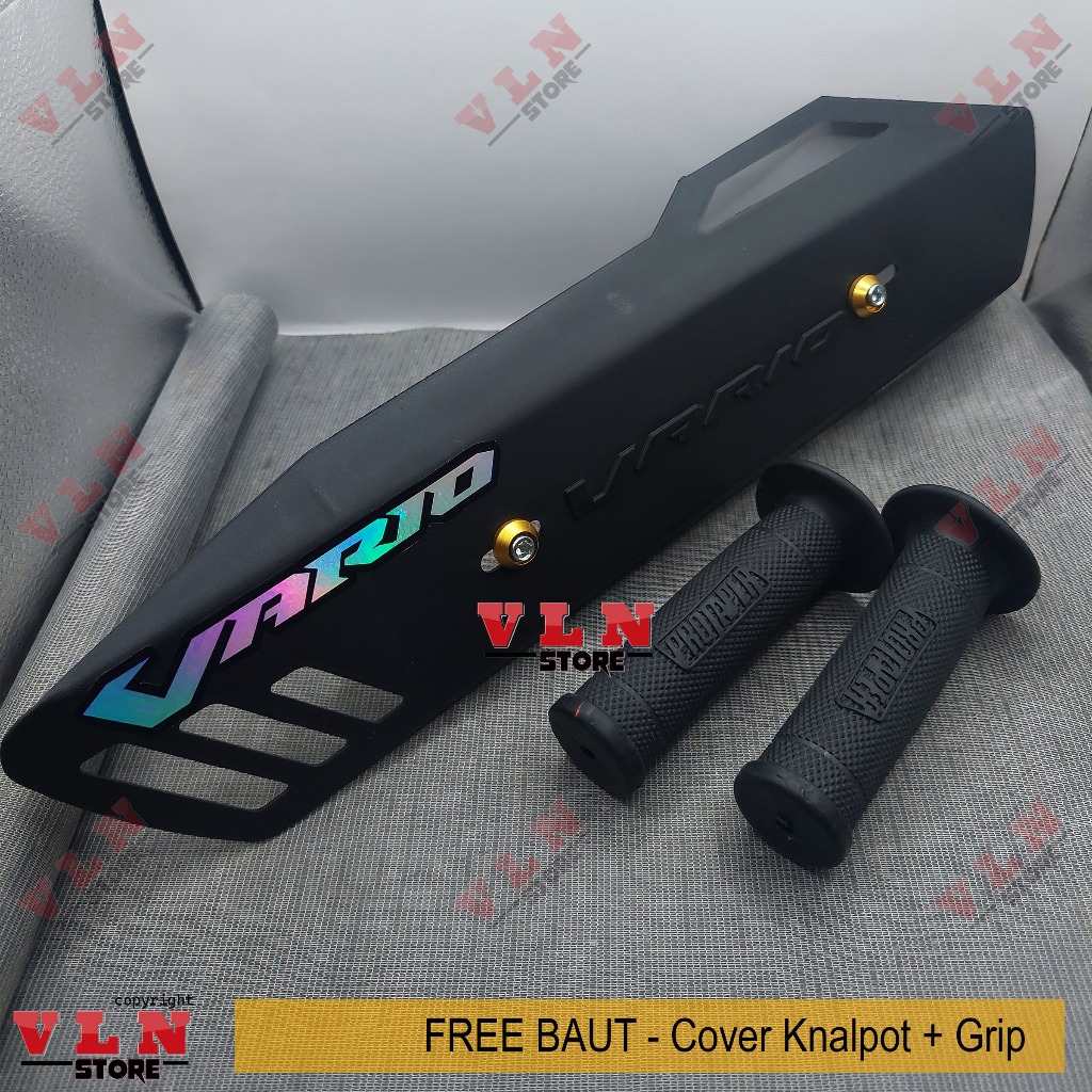 Tutup Cover Tameng KnalpotMotor Vario 125/150 /110 semua tahun FREE BAUT 1SET Handgrip karet stang