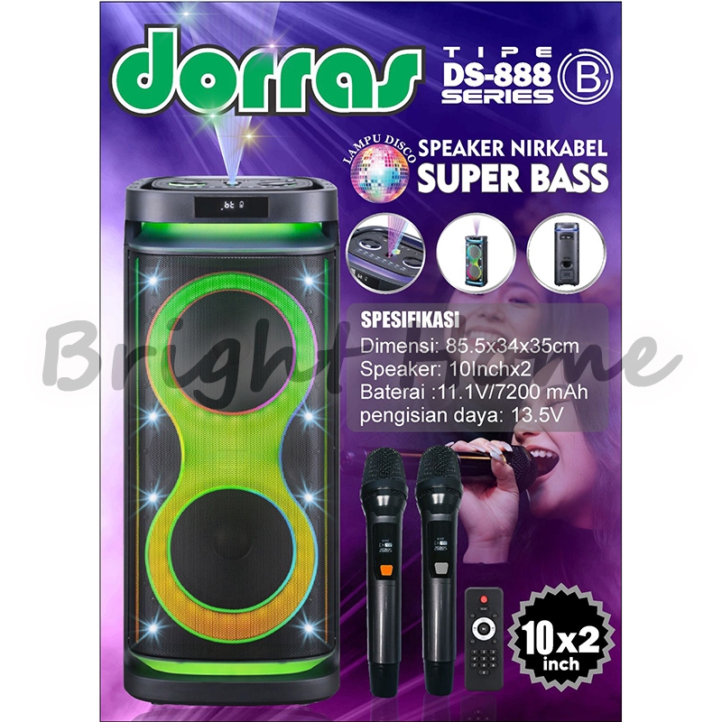 DORRAS DS888 DS 888 DS-888 B Spiker 10" Speaker Nirkabel Super Bass Portable Meeting Wireless 10 inc
