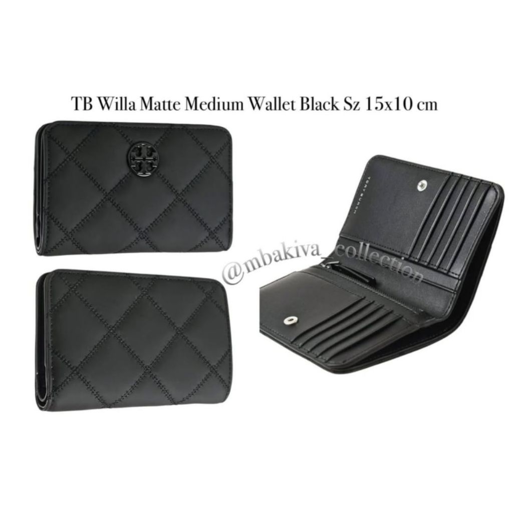 TB Willa Matte Medium Wallet Black