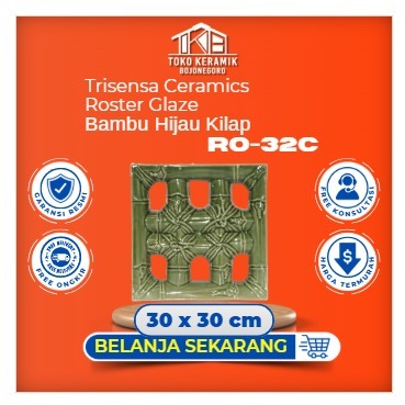 Ventilasi Udara Roster Keramik 30x30 cm Trisensa RO-32C Bambu Hijau Kilap