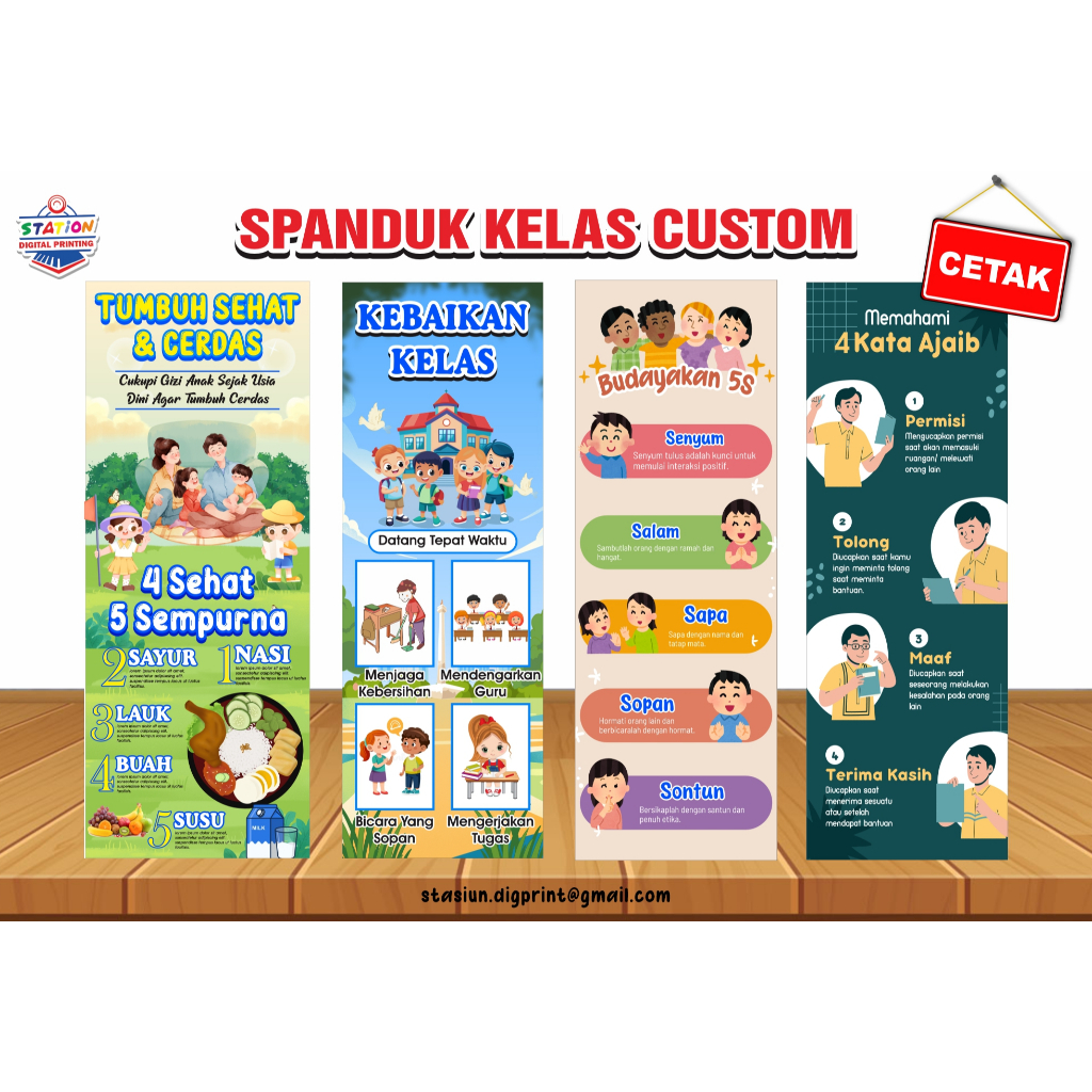 SPANDUK KELAS BUDAYAKAN 5S KESEPAKATAN KELAS CUSTOM