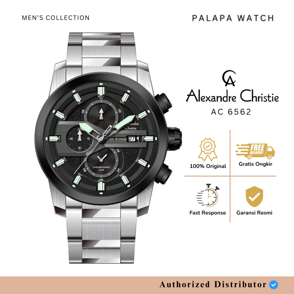 Jam Tangan Pria Alexandre Christie AC 6562 / AC6562 Rantai Original Garansi 1 Tahun
