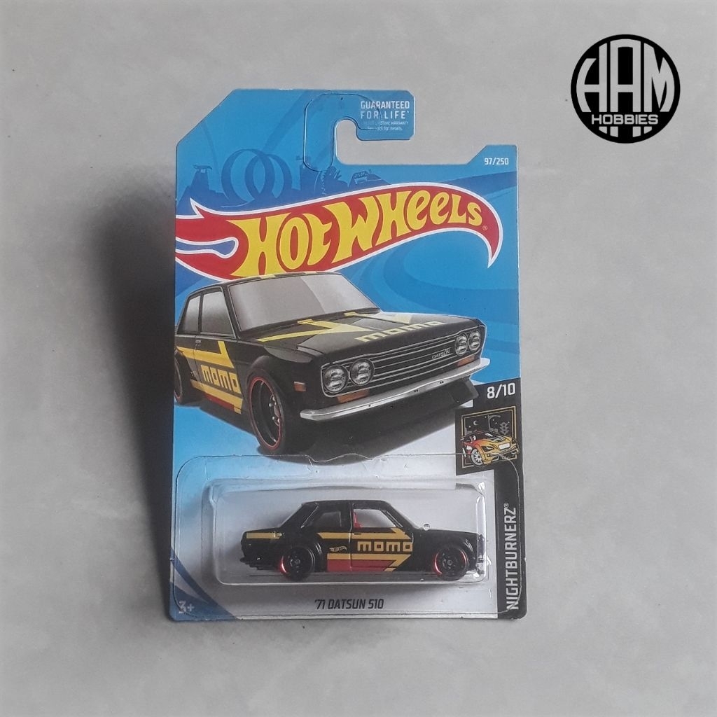 hotwheels 71 datsun 510 momo hitam us card