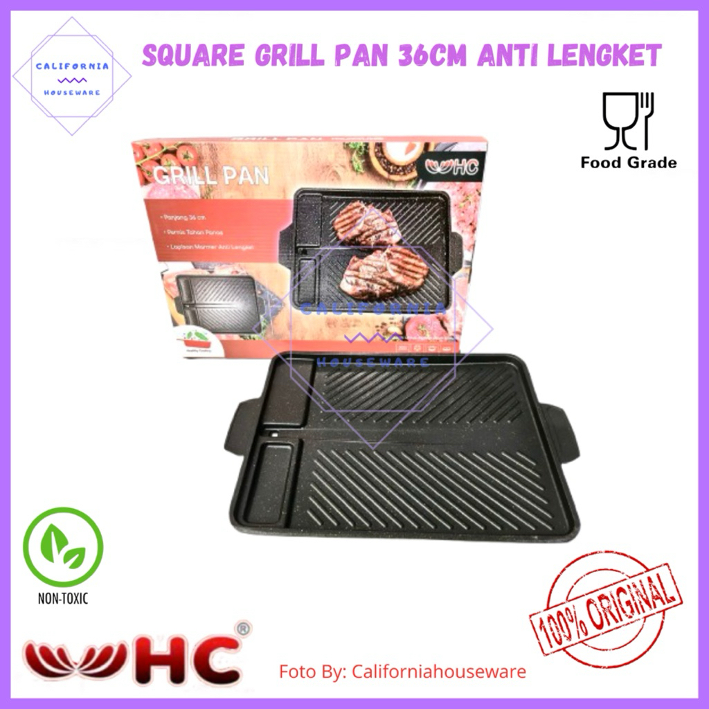 Panggangan Grill Pan HC Anti Lengket / Square Grill 36cm / HC Square Grill Pan Anti Lengket