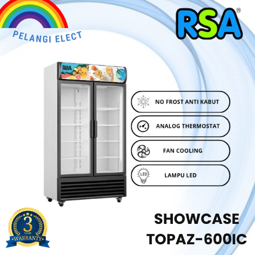 RSA Showcase TOPAZ-600IC Display Cooler Kulkas Minuman Dua Pintu No Frost Anti Kabut 8 Rak Garansi R
