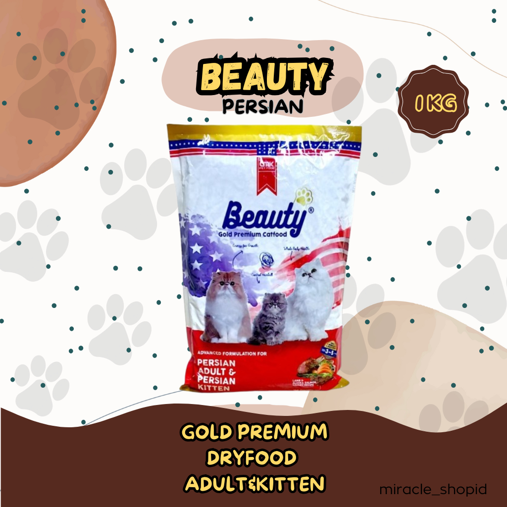 Beauty Cat Gold Persian 1kg  Premium Cat Food Makanan Kucing Beauty Persian