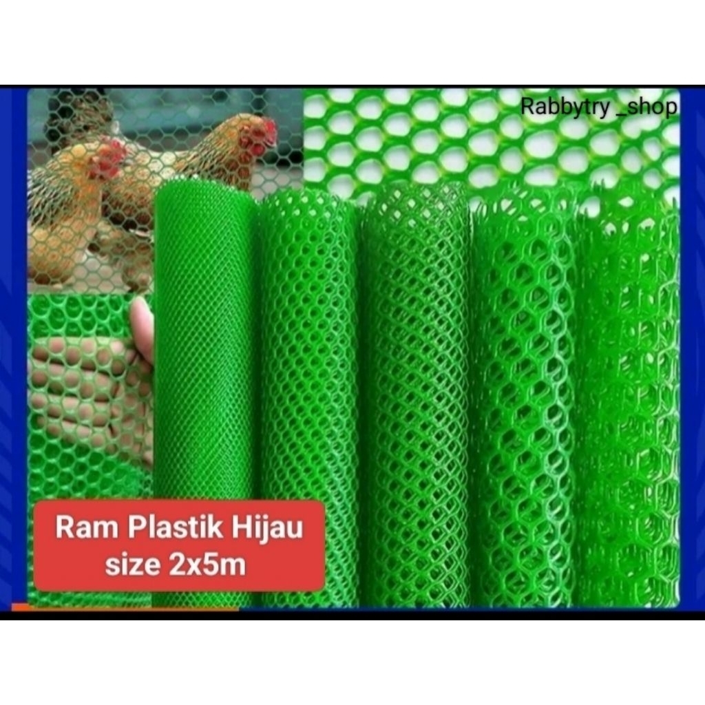 Jaring RAM PLASTIK MESH HDPE Hijau 2x5 meter (1,8cm)