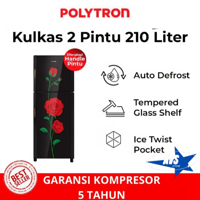 POLYTRON LEMARI ES 2 PINTU 210 LITER BELLEZA VARIA PRM-21DRX