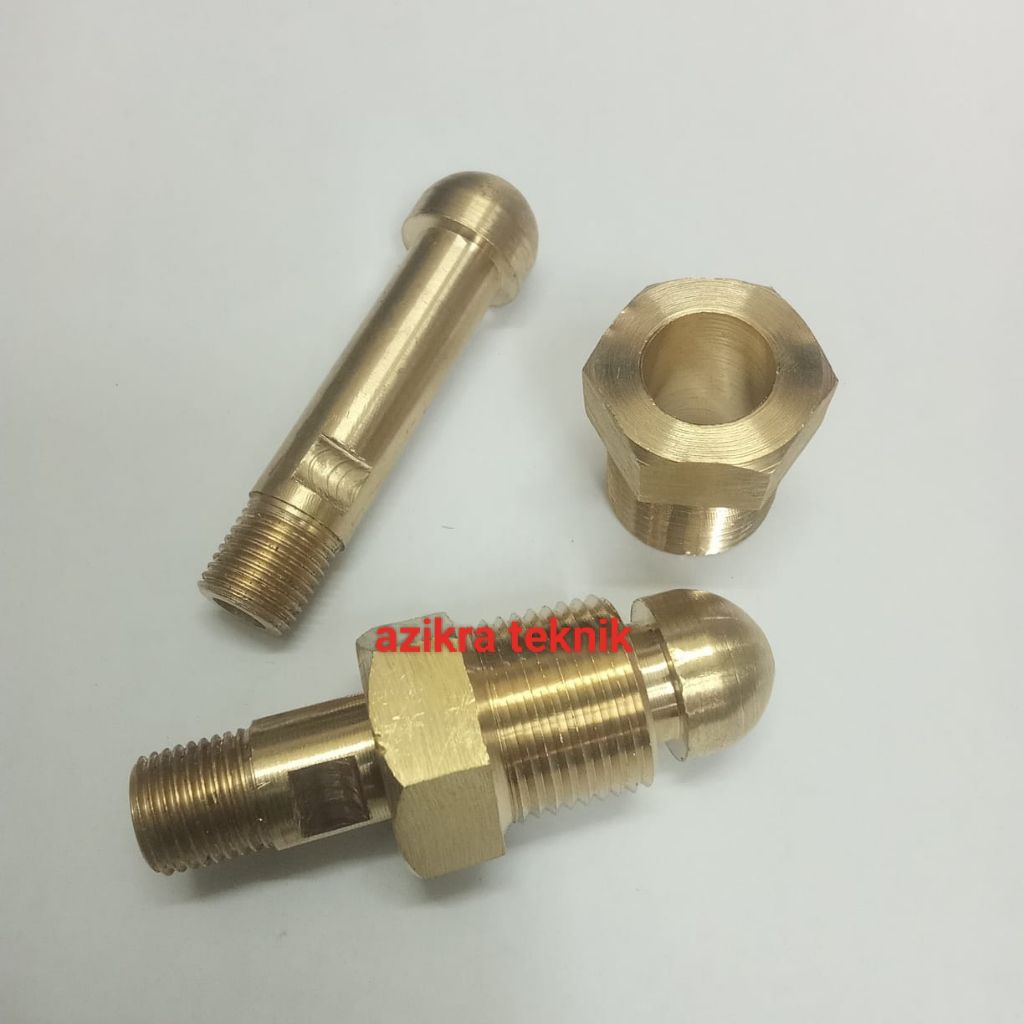 neple selang tabung oksigen Kuningan drat neple 5/8" / cO2-1/4"