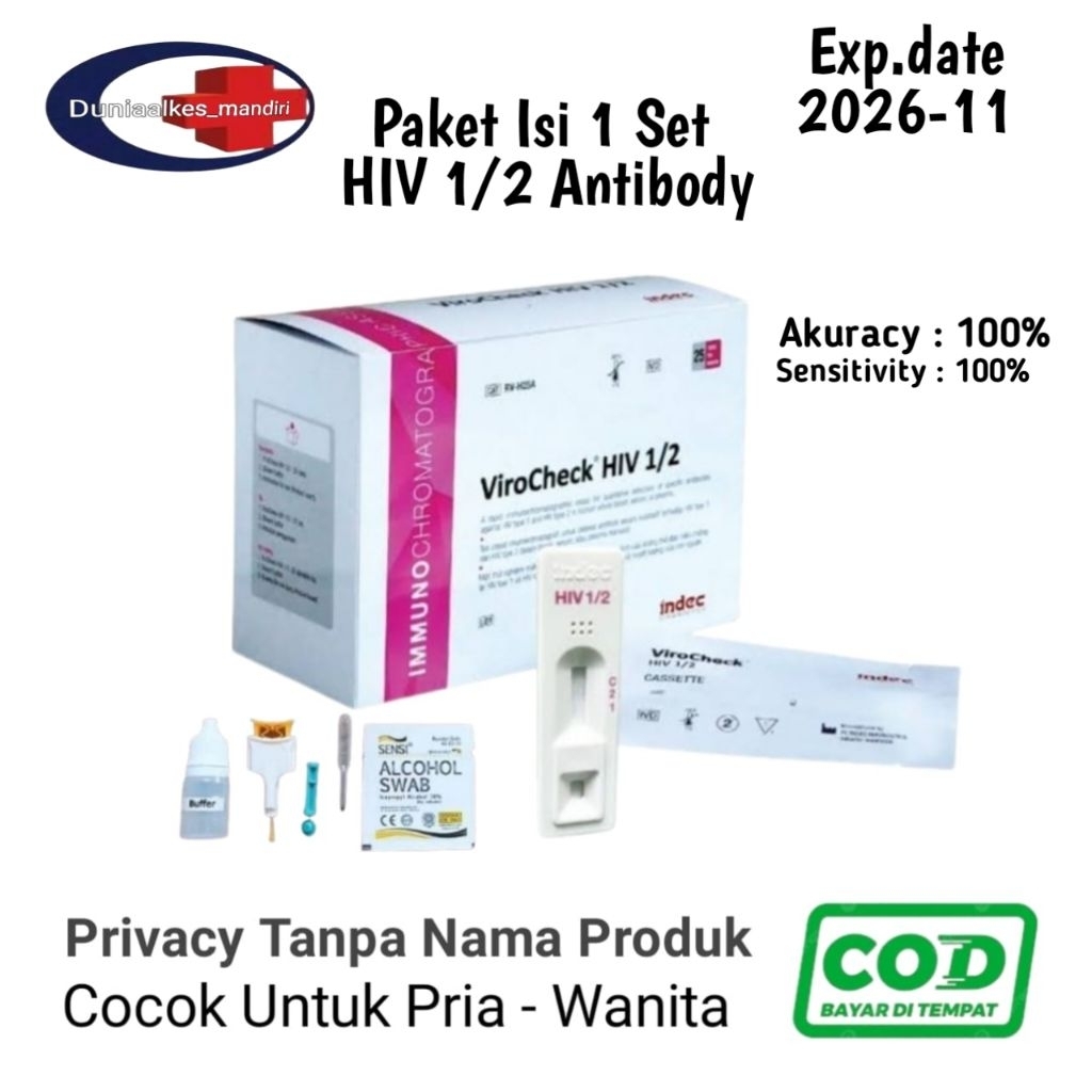 Alat Test HIV 1/2 Akurat Mandiri Satuan - Virocheck,Indec,Is