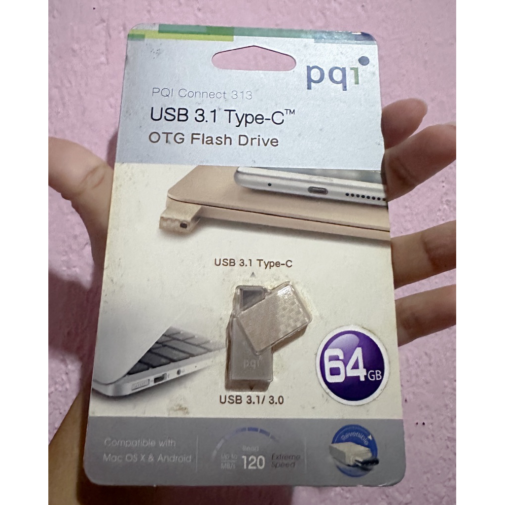 NEW USB PQI Connect 313 USB 3.1 Type-C Flashdisk OTG 64GB