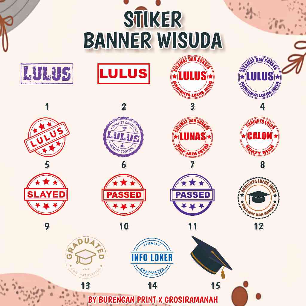 STIKER STICKER LULUS TRANSPARAN XBANNER WISUDA BANNER