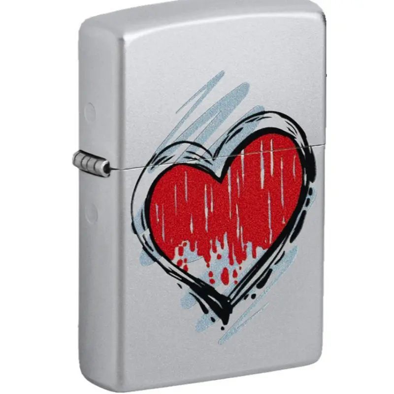 Zippo Original 46803 Heart Design (Satin Chrome)