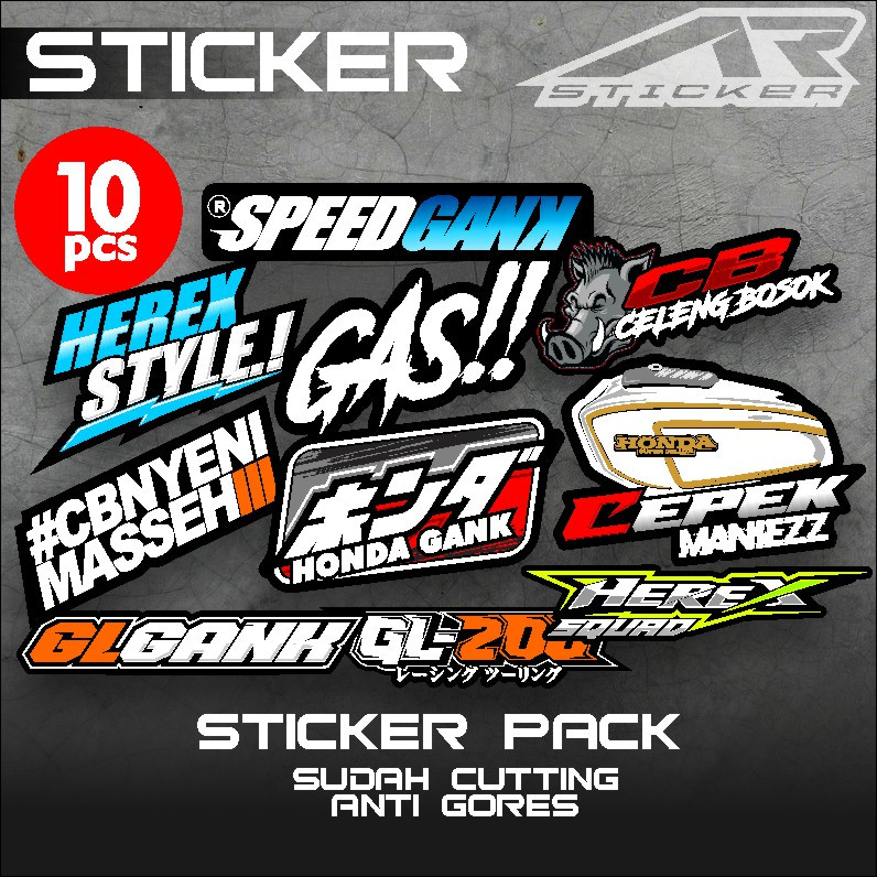 (COD) Paket Stiker Racing Herex Style Sticker Pack CB GL Kata Viral Tinggal Tempel Anti Air