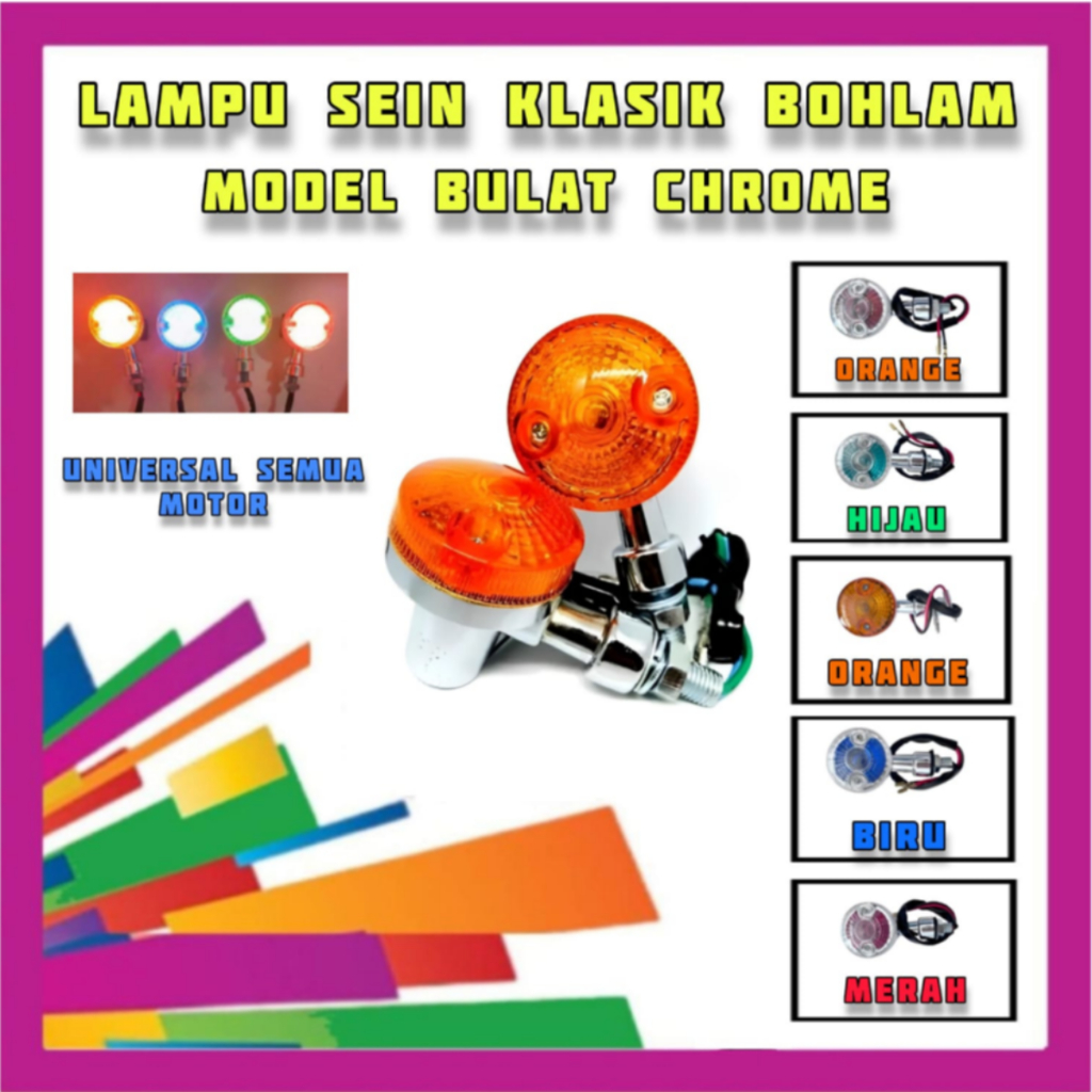 Sein Kasik Model Palu Universal Variasi Warna - Lampu Sein Ritting Motor Classic Bohlam Bulat