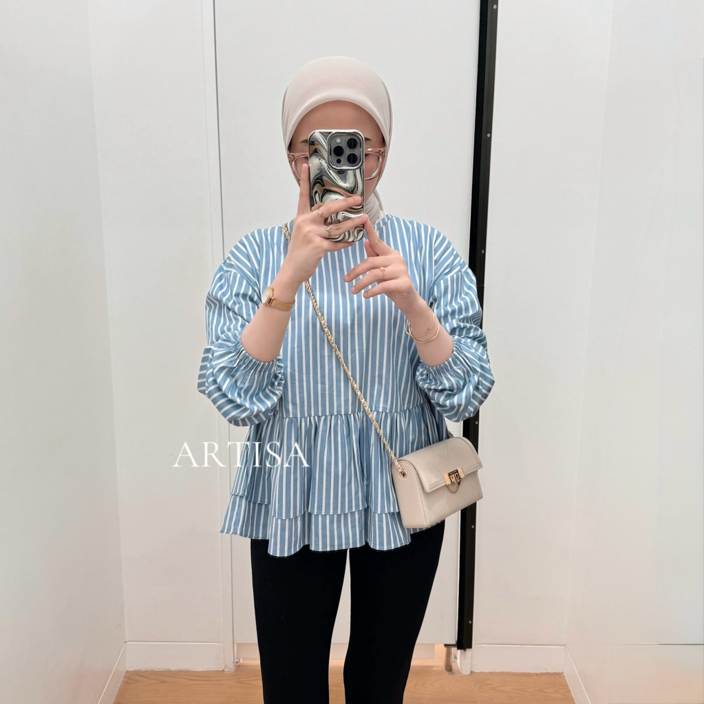 ARTISA - Blouse baby doll - Blouse stripe - Blouse wanita
