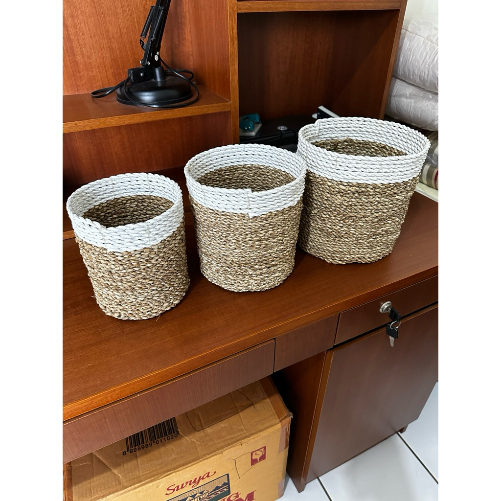 set pot anyam rotan