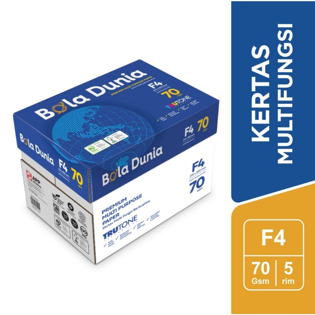 KERTAS HVS F4 BOLA DUNIA 70 GSM