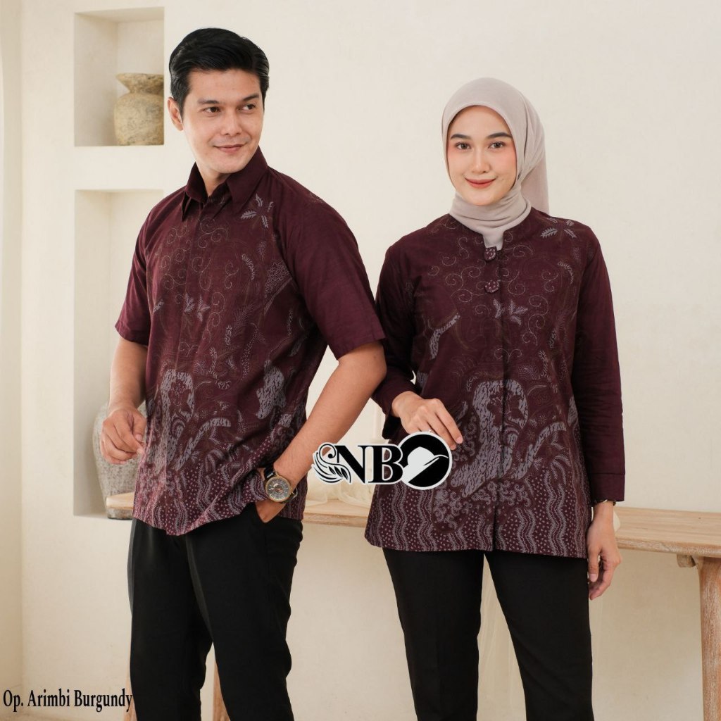 Set Couple Batik Arimbi Elegan Lengan Panjang - ATASAN BATIK JUMBO - BATIK WANITA JUMBO - ATASAN JUM